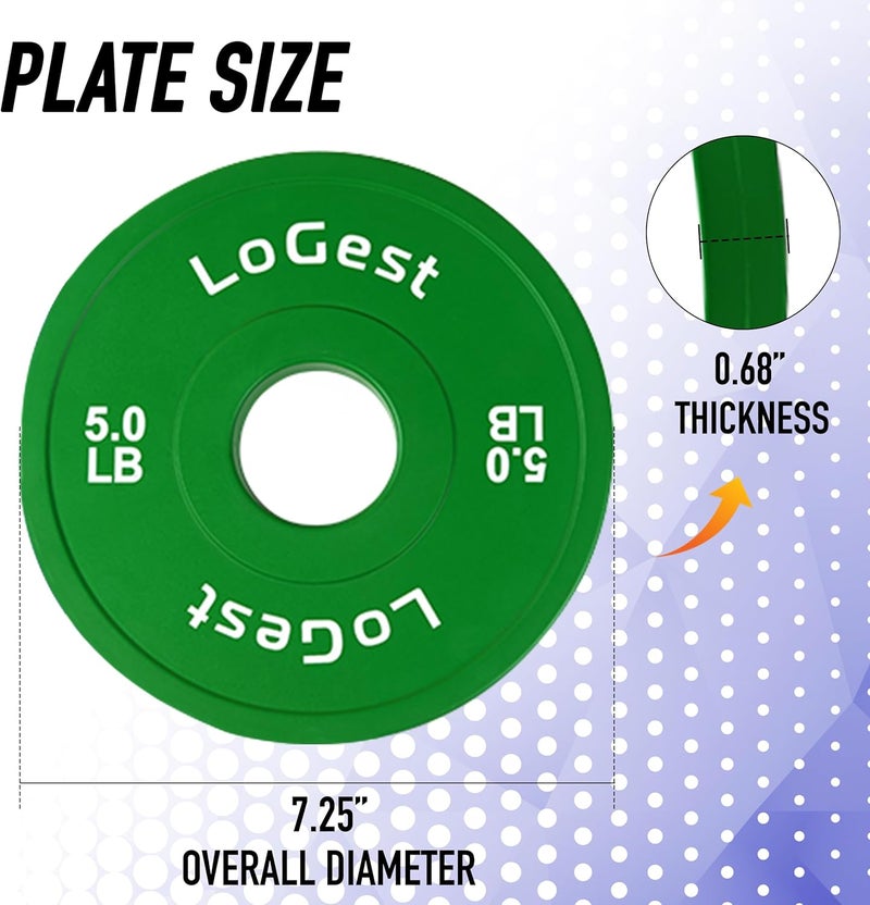 Logest Pair Olympic Plates - Barbell Weights Set of 2 Weight Plates for Olympic Bars Perfect for Strength Training Plates Exercise Balance Increase Available in 0.50LB 1.25LB 2.5LB 5LB 7.5LB 10LB Weight Plate - Image 2